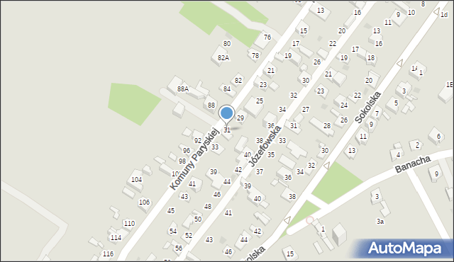 Sosnowiec, Komuny Paryskiej, 31, mapa Sosnowca