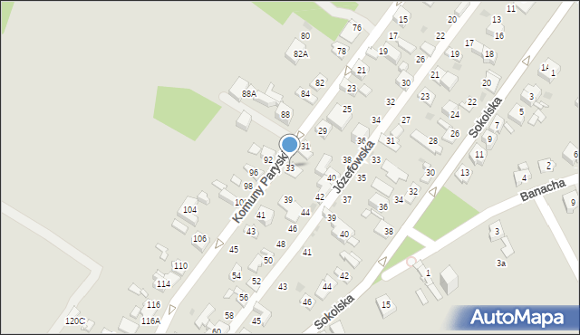 Sosnowiec, Komuny Paryskiej, 33, mapa Sosnowca