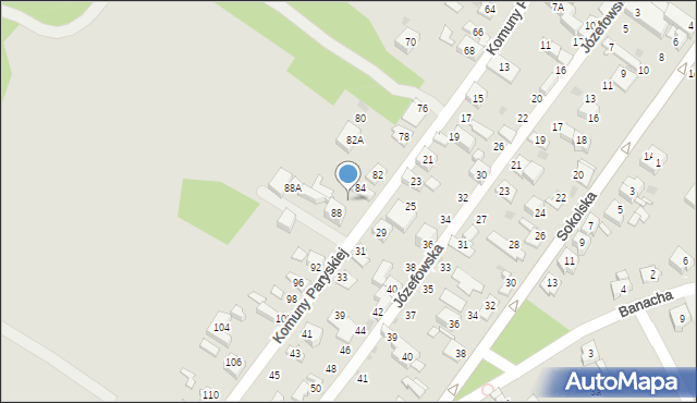 Sosnowiec, Komuny Paryskiej, 86, mapa Sosnowca