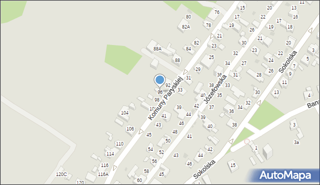 Sosnowiec, Komuny Paryskiej, 96, mapa Sosnowca