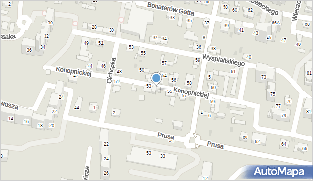 Sosnowiec, Konopnickiej Marii, 53/I, mapa Sosnowca
