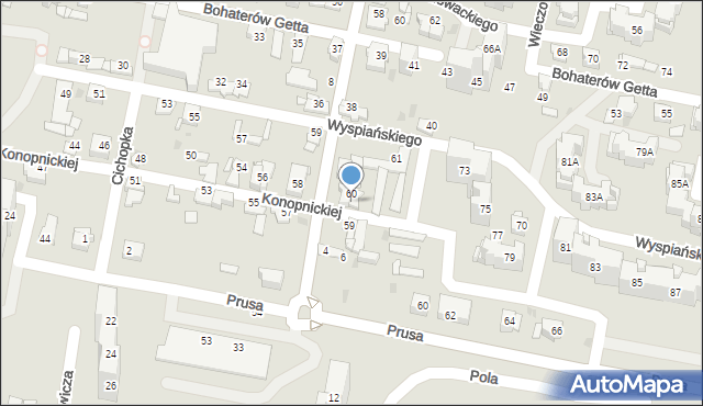 Sosnowiec, Konopnickiej Marii, 60A, mapa Sosnowca
