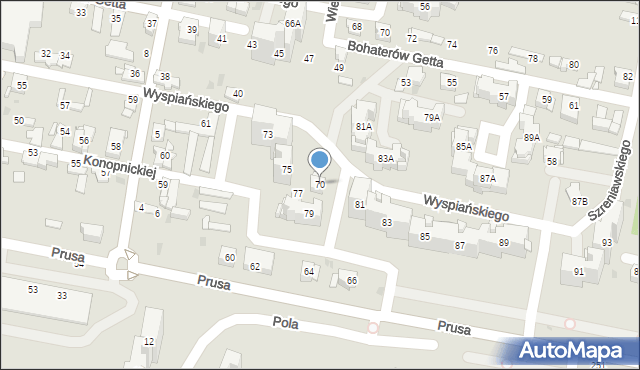 Sosnowiec, Konopnickiej Marii, 70, mapa Sosnowca