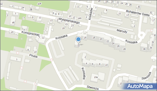 Sosnowiec, Kossaka Juliusza, 12, mapa Sosnowca