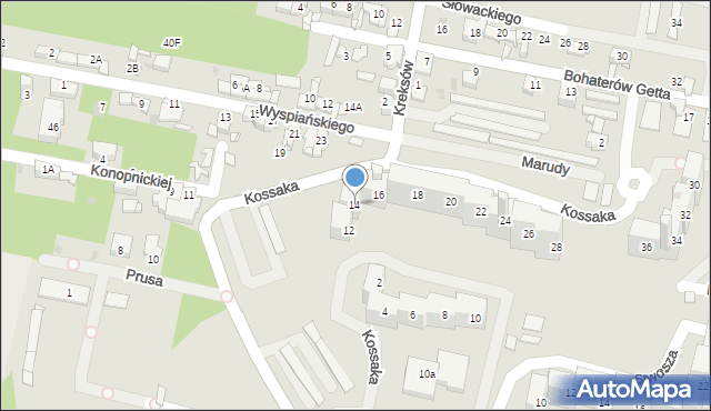 Sosnowiec, Kossaka Juliusza, 14, mapa Sosnowca