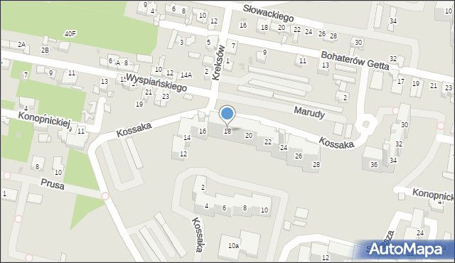 Sosnowiec, Kossaka Juliusza, 18, mapa Sosnowca