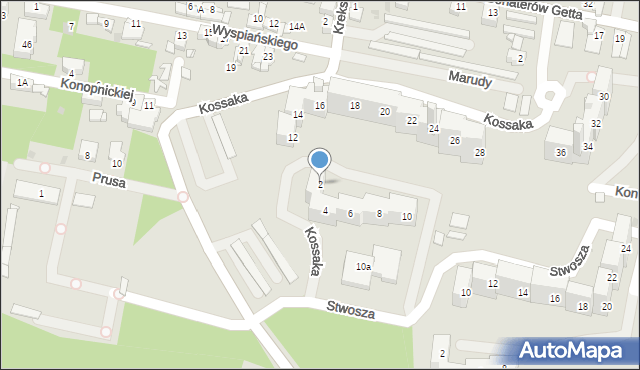 Sosnowiec, Kossaka Juliusza, 2, mapa Sosnowca