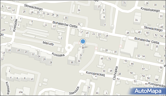 Sosnowiec, Kossaka Juliusza, 30, mapa Sosnowca