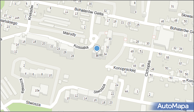 Sosnowiec, Kossaka Juliusza, 36, mapa Sosnowca