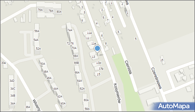 Sosnowiec, Kosynierów, 13b, mapa Sosnowca