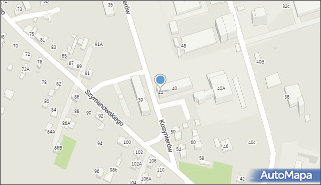 Sosnowiec, Kosynierów, 44, mapa Sosnowca