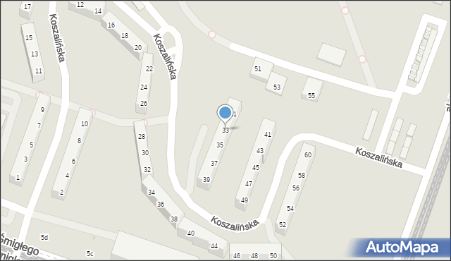 Sosnowiec, Koszalińska, 33, mapa Sosnowca