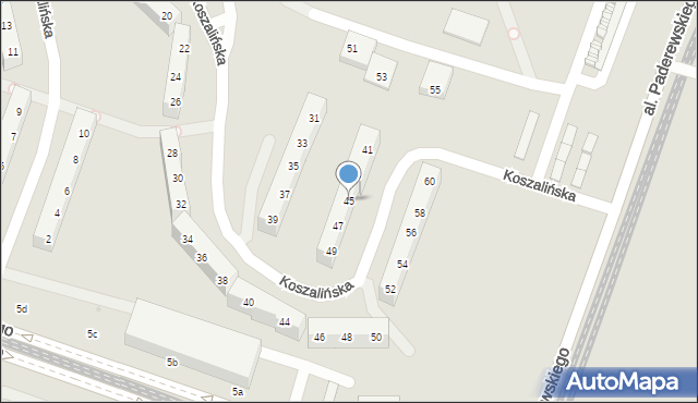 Sosnowiec, Koszalińska, 45, mapa Sosnowca