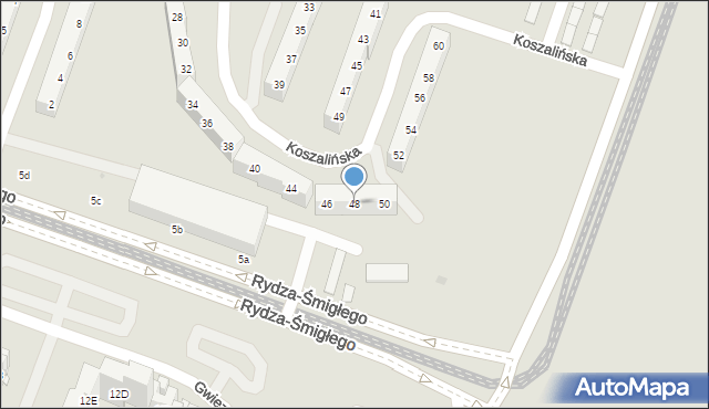 Sosnowiec, Koszalińska, 48, mapa Sosnowca