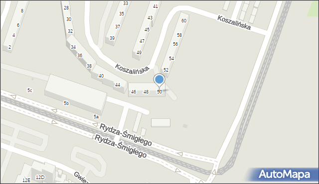 Sosnowiec, Koszalińska, 50, mapa Sosnowca