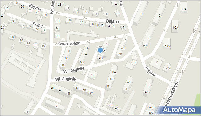 Sosnowiec, Kowalskiego Piotra, 4B, mapa Sosnowca