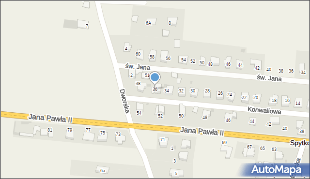 Spytkowice, Konwaliowa, 36, mapa Spytkowice