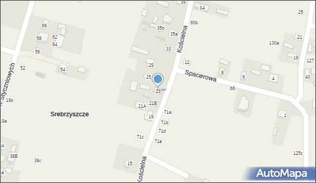 Srebrzyszcze, Kościelna, 23, mapa Srebrzyszcze