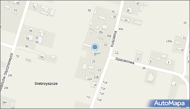 Srebrzyszcze, Kościelna, 29, mapa Srebrzyszcze