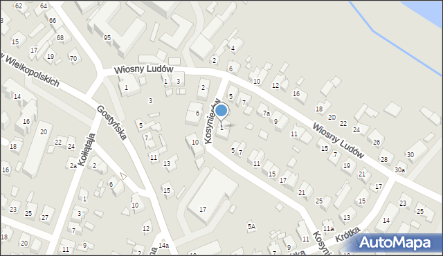 Śrem, Kosynierów, 1, mapa Śrem