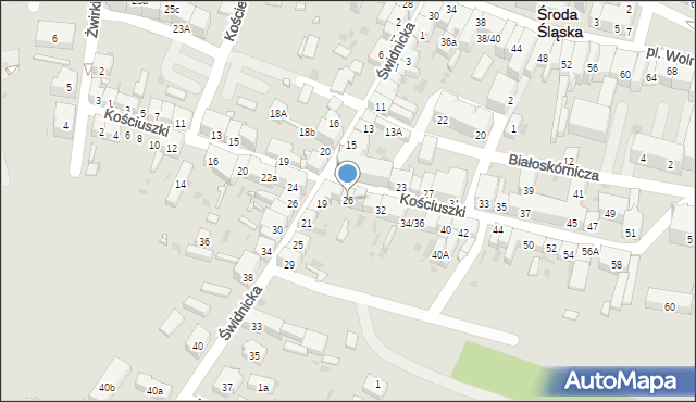 Środa Śląska, Kościuszki Tadeusza, gen., 26, mapa Środa Śląska