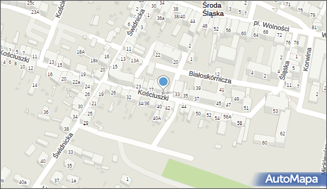 Środa Śląska, Kościuszki Tadeusza, gen., 31, mapa Środa Śląska