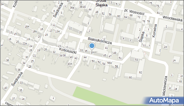 Środa Śląska, Kościuszki Tadeusza, gen., 37, mapa Środa Śląska