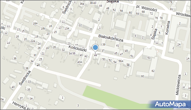 Środa Śląska, Kościuszki Tadeusza, gen., 44, mapa Środa Śląska