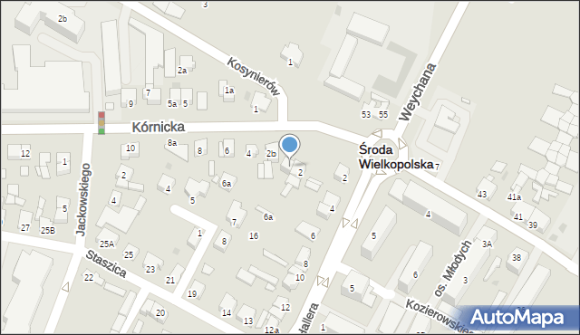 Środa Wielkopolska, Kórnicka, 2a, mapa Środa Wielkopolska