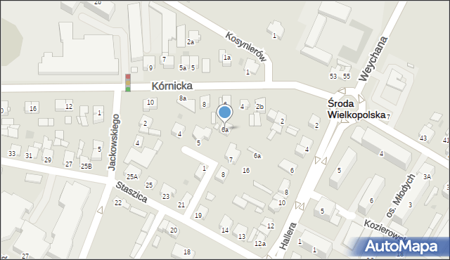 Środa Wielkopolska, Kórnicka, 6a, mapa Środa Wielkopolska