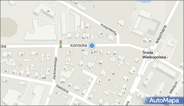 Środa Wielkopolska, Kórnicka, 8, mapa Środa Wielkopolska