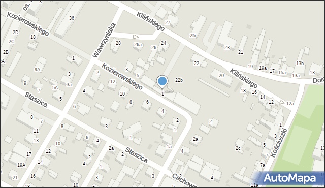 Środa Wielkopolska, Kozierowskiego, ks., 1, mapa Środa Wielkopolska