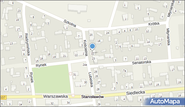 Stanisławów, Kościelna, 12, mapa Stanisławów