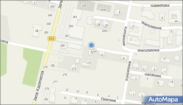 Stanisławów Pierwszy, Koncertowa, 12, mapa Stanisławów Pierwszy