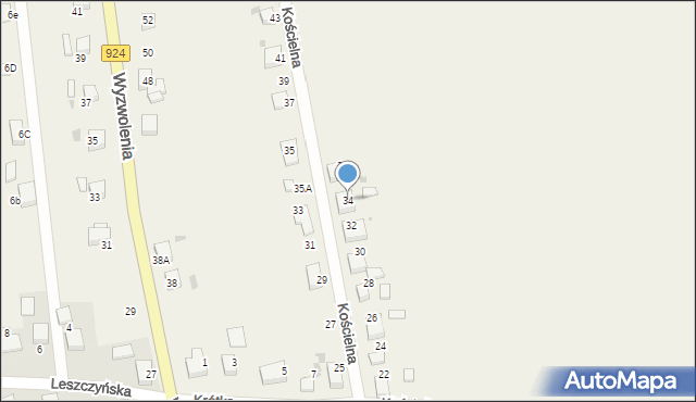 Stanowice, Kościelna, 34, mapa Stanowice