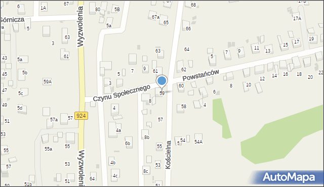 Stanowice, Kościelna, 59, mapa Stanowice