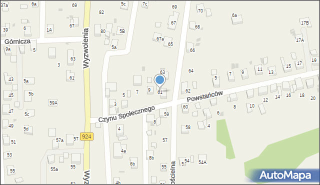 Stanowice, Kościelna, 61, mapa Stanowice