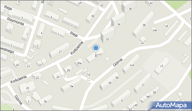 Starachowice, Kościelna, 30, mapa Starachowic