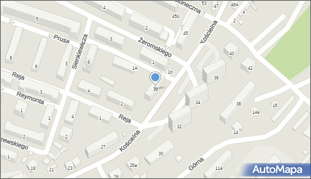 Starachowice, Kościelna, 39, mapa Starachowic