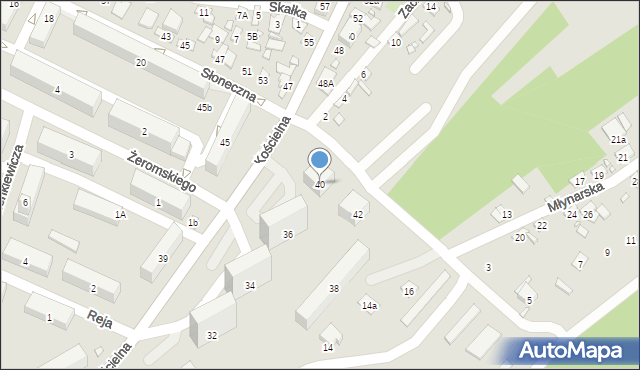 Starachowice, Kościelna, 40, mapa Starachowic