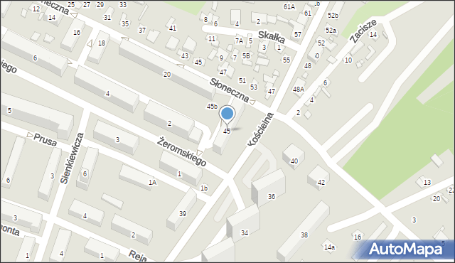 Starachowice, Kościelna, 45, mapa Starachowic