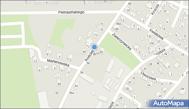 Starachowice, Kościelna, 60, mapa Starachowic