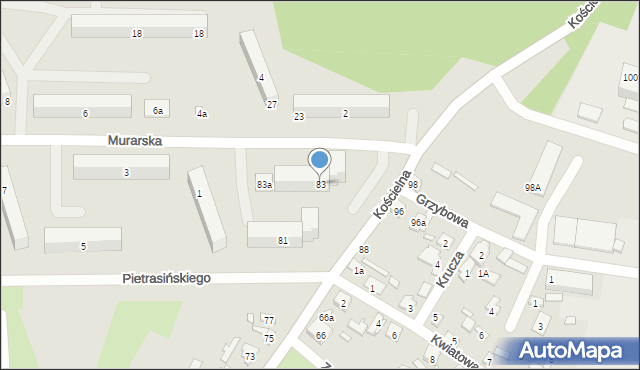 Starachowice, Kościelna, 83, mapa Starachowic
