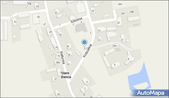 Stare Bielice, Kościelna, 1, mapa Stare Bielice