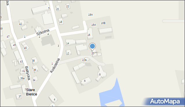 Stare Bielice, Kościelna, 10, mapa Stare Bielice