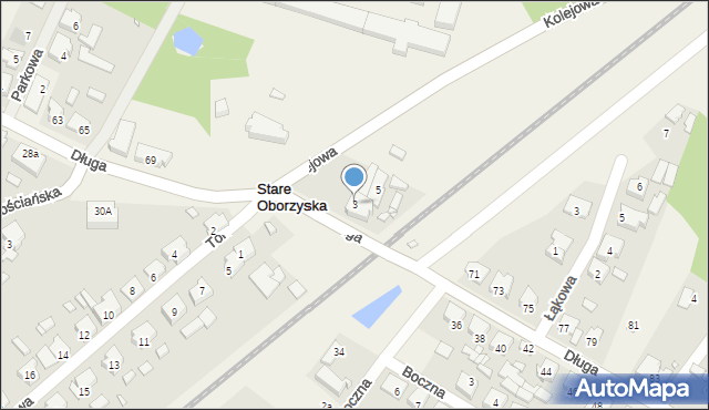 Stare Oborzyska, Kolejowa, 3, mapa Stare Oborzyska