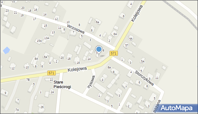 Stare Pieścirogi, Kolejowa, 12, mapa Stare Pieścirogi