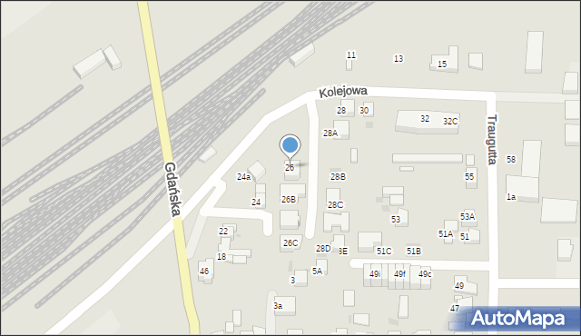 Starogard Gdański, Kolejowa, 26, mapa Starogard Gdański