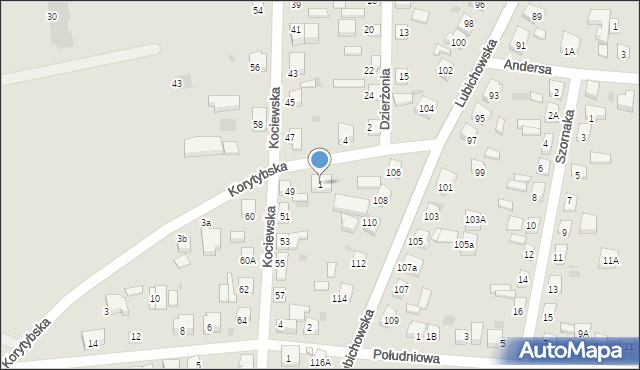 Starogard Gdański, Korytybska, 1, mapa Starogard Gdański