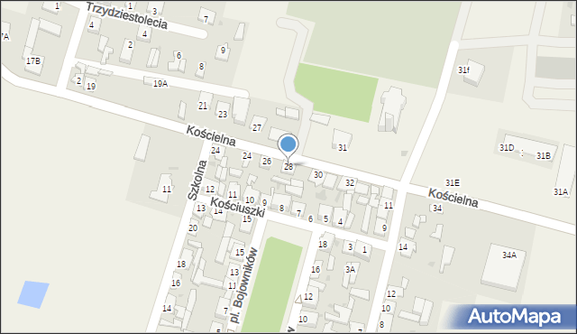 Staroźreby, Kościelna, 28, mapa Staroźreby